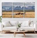 Grand Teton Park Wild Horses Wall Art Canvas Print – Framed