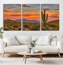 Saguaro Cactus Wall Art Canvas Print – Framed Arizona Sunset