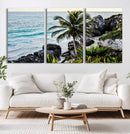 Tropical Coastline Wall Art Canvas Print – Framed Palm Tree