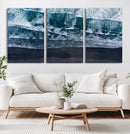 Black Beach Wall Art Canvas Print – Framed Aerial Ocean View