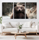 Brown Bear Wall Art Canvas Print – Framed Majestic Woodland