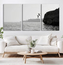 Jumping Wall Art Canvas Print – Framed Coastal Ocean Scene