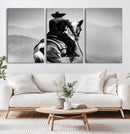 Western Wall Art Canvas Print – Framed Cowboy and Horse