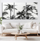 Palm Wall Art Canvas Print – Framed Monochrome Tropical