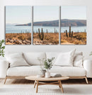 Desert Lake Wall Art – Framed Cactus Mountain Canvas by MyGreatCanvas | Canvas Wall Art Prints | Photo Prints & Wall Decor