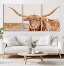 Longhorn Bull Wall Art Canvas Print – Framed Western Cow