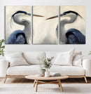 Blue Heron Pair Wall Art Canvas Print – Framed Coastal Bird