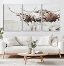 Longhorn Wall Art Canvas Print – Framed Western Cow Rustic