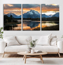Mountain Sunset Wall Art Canvas Print – Framed Alpine