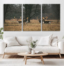 Deer Wall Art Canvas Print – Framed Rustic Wildlife Stags