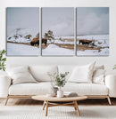 Bison Wildlife Wall Art Canvas Print – Framed Snowy Prairie