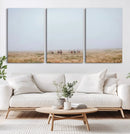 Foggy Plains Wall Art Canvas Print – Framed Horseback Riders
