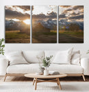 Snowy Peaks Wall Art Canvas Print – Rustic Mountain