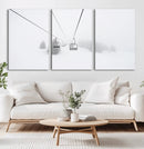 Ski Lift Wall Art Canvas Print – Snowy Alpine Landscape