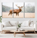 Vintage Wildlife Wall Art Canvas Print – Misty Landscape