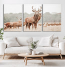 Rustic Nature Wall Art Canvas Print – Stag Woodland Framed