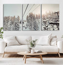 Frosty Pines Wall Art Canvas Print – Framed Cozy Cabin Ski