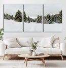 Frosty Pines Wall Art Canvas Print – Framed Silent Snowfall