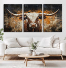 Abstract Longhorn Bull Wall Art Canvas Print – Vintage by MyGreatCanvas | Canvas Wall Art Prints | Photo Prints & Wall Decor