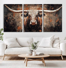 Rustic Longhorn Bull Wall Art Canvas Print – Vintage Western by MyGreatCanvas | Canvas Wall Art Prints | Photo Prints & Wall Decor