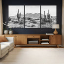 Black White Arizona Desert Canvas Wall Art Cactus Farmhouse