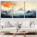 Warm Clouds Abstract Mountain Wall Art Canvas Print
