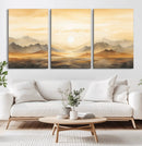 Sepia Color Abstract Mountain Wall Art Canvas Print