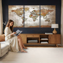 Vibrant Watercolor World Map Canvas Wall Art – Framed Travel