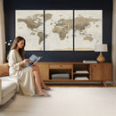 Detailed World Map Wall Art Canvas Print