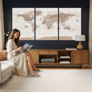 Framed Large World Map Canvas Print for Office Decor