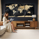 Framed Large World Map Wall Art Canvas Print for Living Room