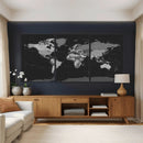 Black World Map Wall Art Canvas Print – Detailed Map of the by MyGreatCanvas | Canvas Wall Art Prints | Photo Prints & Wall Decor