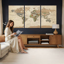 Framed World Map Wall Art for Home and Office Decor