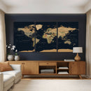 Vintage World Map Canvas on the Dark Background Wall Art