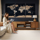 Grunge Wall Art World Map Canvas Print