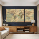 Vintage World Map Wall Art | Ready to Hang and Framed