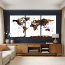 Rustic World Map Wall Art Canvas Print | Large World Map on