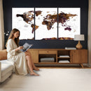 Rustic World Map Wall Art Canvas Print | Large World Map on