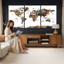 Watercolor World Map Canvas Print – Detailed Map of the