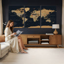 Framed Large World Map Wall Art Canvas Print – Stunning