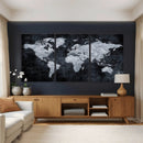 Black World Map Canvas Print – Detailed Map for Couples and