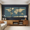Minimal Vintage World Map Canvas Wall Art Print, Neutral