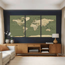 Vintage World Map Canvas Wall Art Print, Classic Global Map