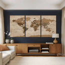 World Map Canvas Wall Art Print, Detailed Global Map Artwork