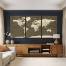 Vintage World Map Canvas Print – Framed Travel Map Wall Art