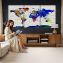 Vintage World Map Canvas Wall Art – Framed Travel Map with