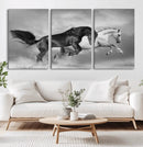Wild Horses Wall Art Canvas Print – Framed Black and White by MyGreatCanvas | Canvas Wall Art Prints | Photo Prints & Wall Decor