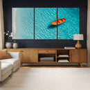 Minimalist Boat Wall Art Canvas Print, Aerial Sea Landscape by MyGreatCanvas | Canvas Wall Art Prints | Photo Prints & Wall Decor