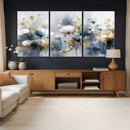 Large Abstract Flowers Wall Art Canvas Print – Gold and Blue by MyGreatCanvas | Canvas Wall Art Prints | Photo Prints & Wall Decor