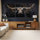 Abstract Longhorn Bull Wall Art Canvas Print – Rustic by MyGreatCanvas | Canvas Wall Art Prints | Photo Prints & Wall Decor